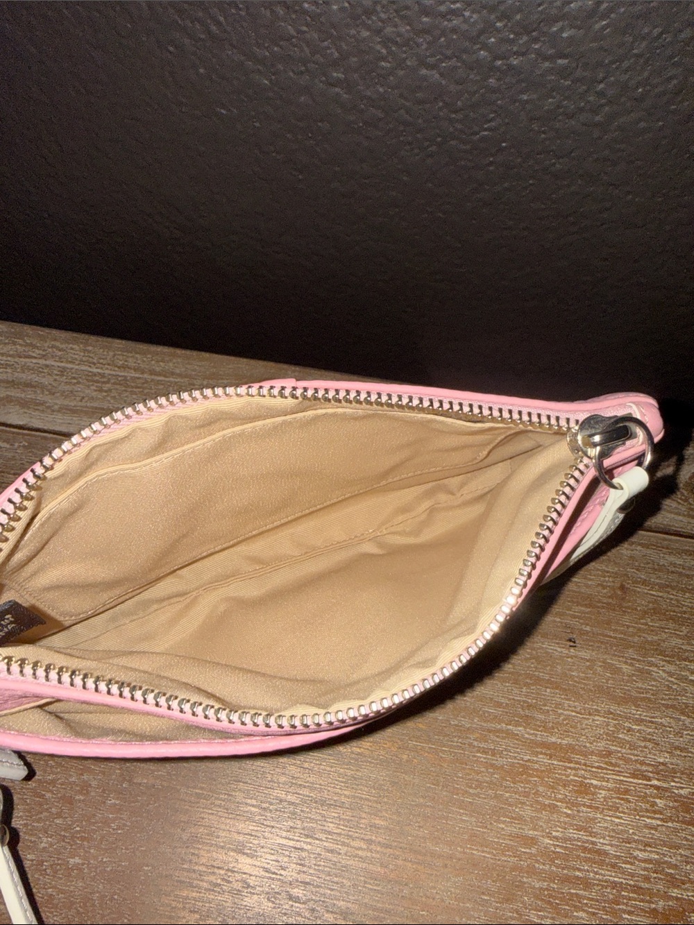 Coach Pink Leather Wristlet Clutch with White Strap - Picture 5 of 6